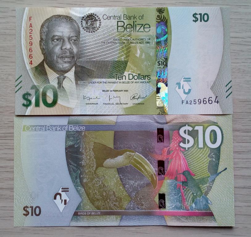 Белиз 10 долларов 2025 год unc