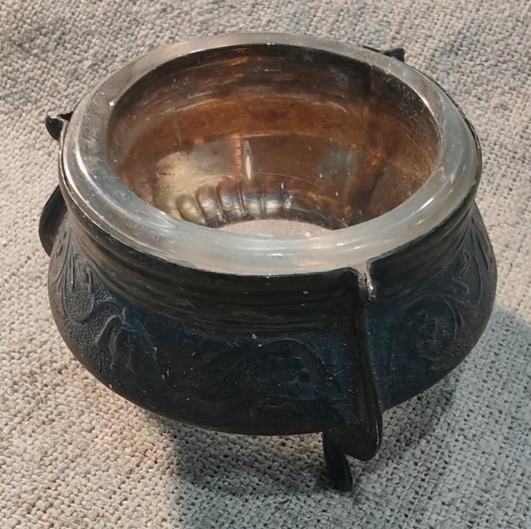 Горчичница, мельхиор - серебрение, клеймо, СССР, состояние на фото.