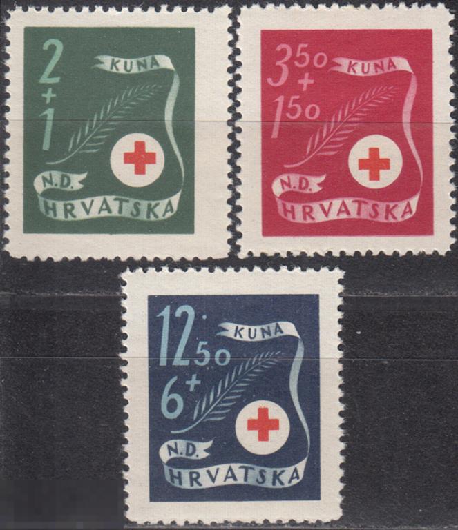 1944 Хорватия Красный Крест № 167 - 169 п/с ** 1.50 евро