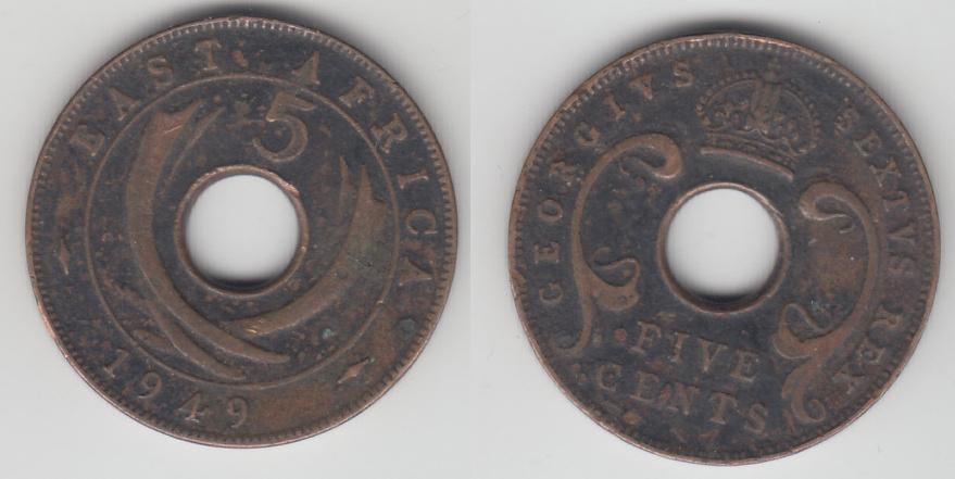 Британская Восточная Африка 5 центов 1949
