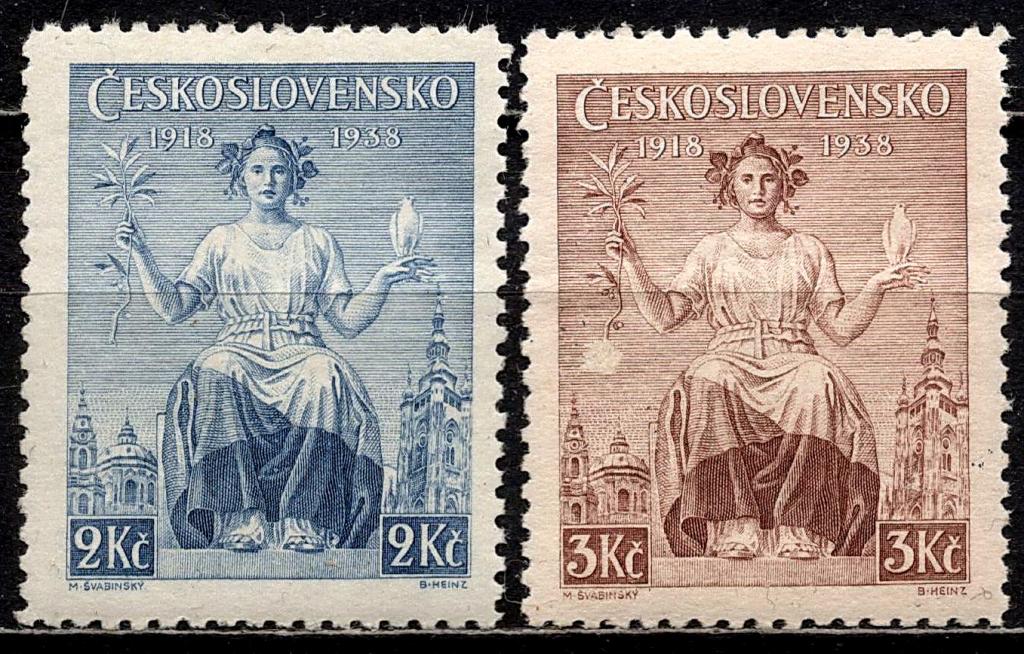 ❤1938 Чехословакия Mi 404-405 (Полная серия) MNH OG