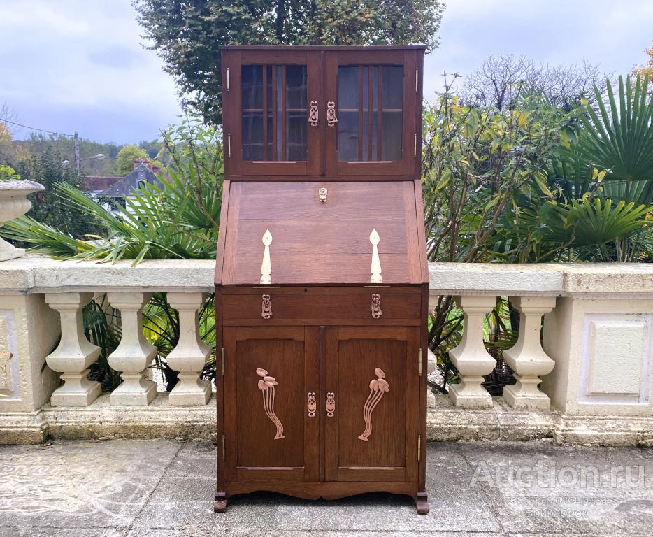 Старинный шкаф бюро в стиле Ар нуво Модерн 19 век