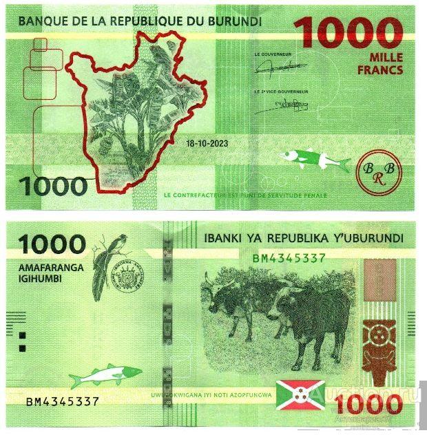Банкнота 1000 франков 2023 года, Бурунди UNC