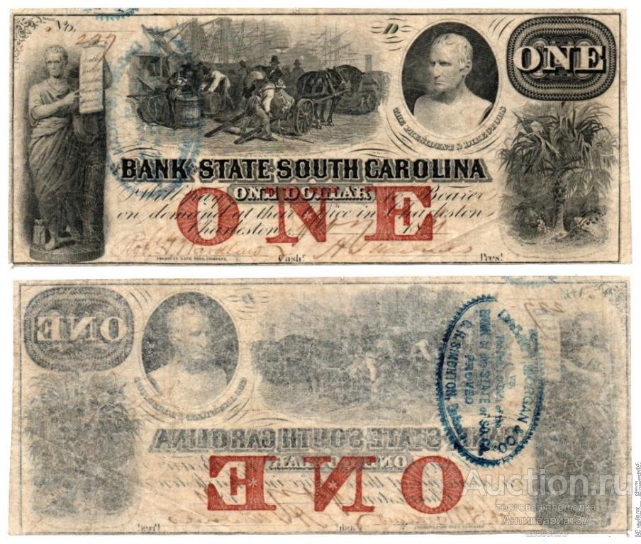 Банкнота 1 доллар 1861 года, США, Южная Каролина, Чарльстон (№1)
