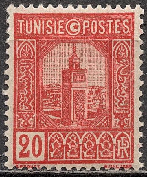 ❤1926-1928 Тунис Французский Минарет Мечеть Архитектура Mi 126 MNH OG