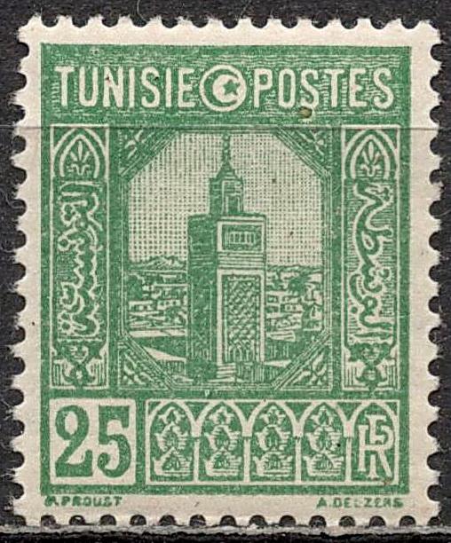 ❤1926-1928 Тунис Французский Минарет Мечеть Архитектура Mi 127 MNH OG