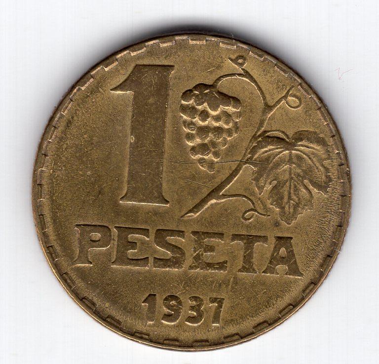 1 песета - Испания - 1937 - KM#755