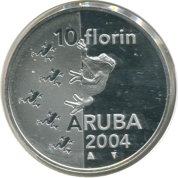 Аруба 10 флоринов 2004 г Лягушка