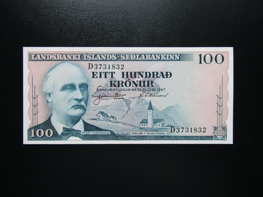 Исландия - 100 крон 1957г. UNC.