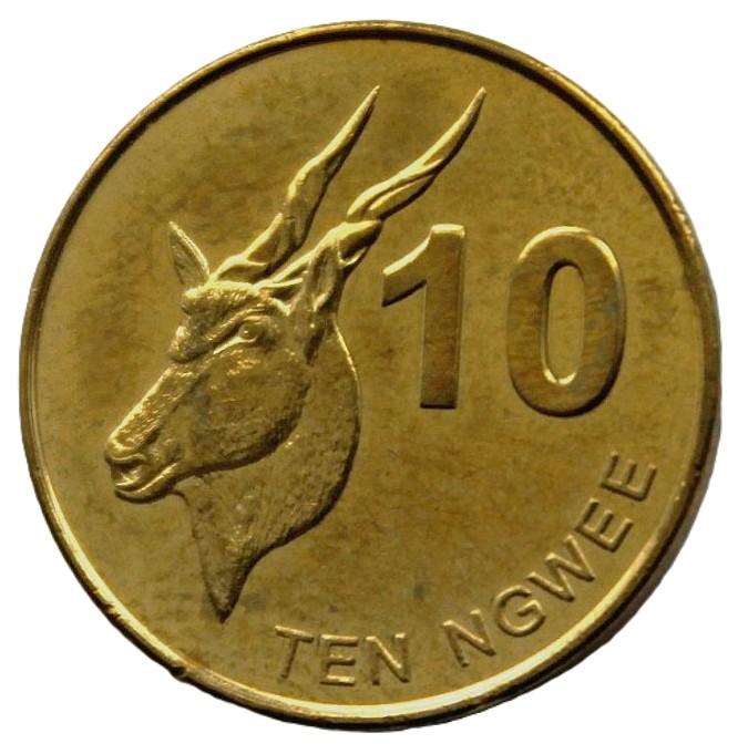 ЗАМБИЯ 10 нгве 2012 UNC. Африканская антилопа