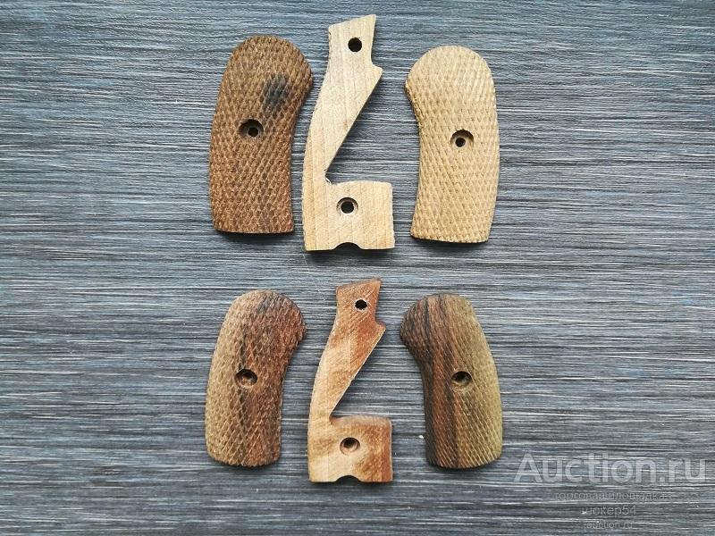 Деревянные накладки на Наган, оригинал (комплект, щечки со средником)