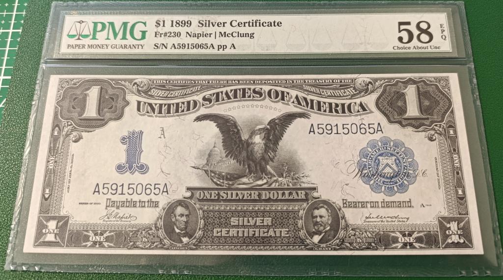 Раритетная банкнота 1 доллар США 1899 года BLACK EAGLE PMG  58EPQ