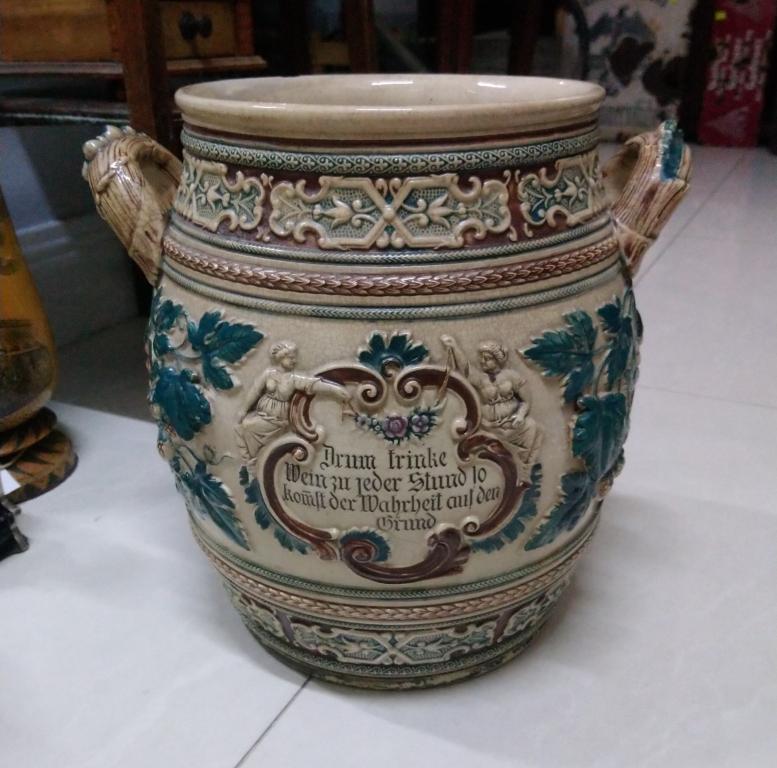 Большое старинное кашпо ваза крюшонница Германия 19 век