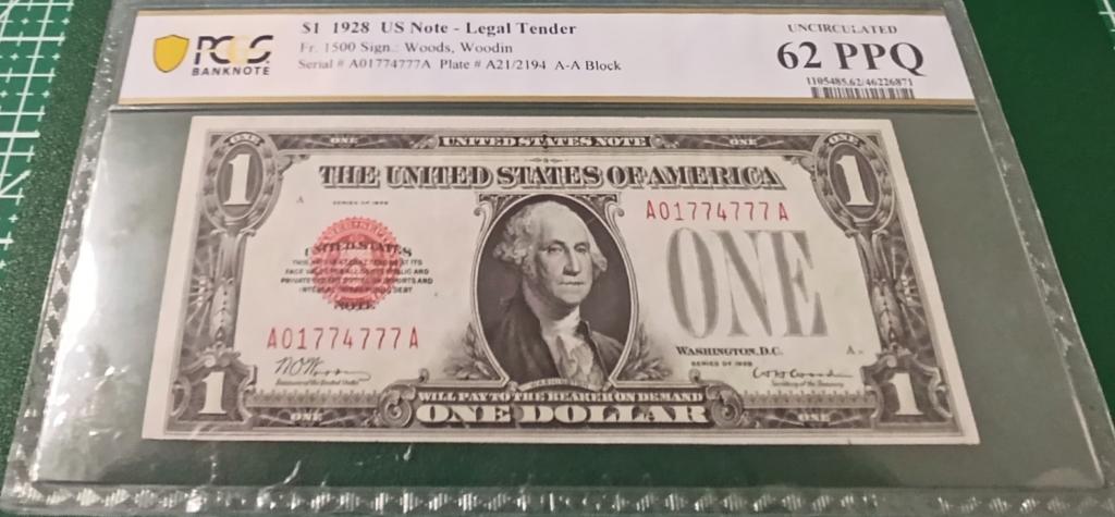 Банкнота 1 доллар 1928 года FUNNY BACK PCGS 62 PPQ
