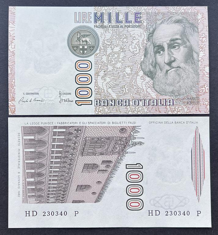 ИТАЛИЯ 1000 ЛИР 1982 ГОД «МАРКО ПОЛО, ДВОРЕЦ ДОЖЕЙ,ВЕНЕЦИЯ» UNC
