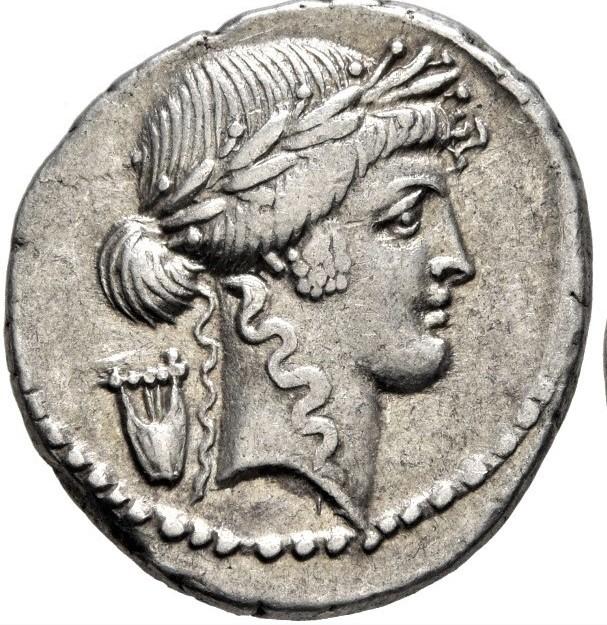 Рим Римская Республика денарий Клодий Туррин Аполлон