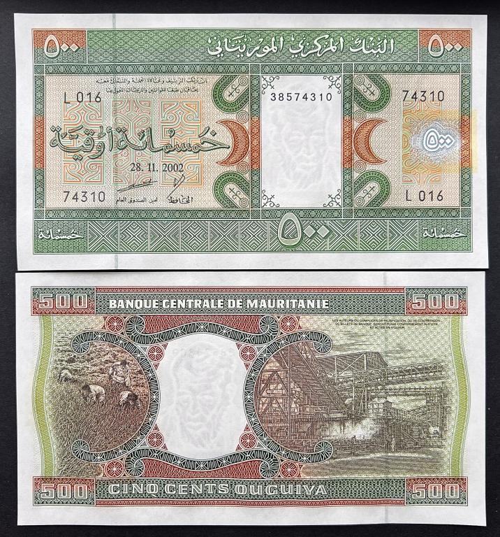 МАВРИТАНИЯ 500 УГИЙ 2002 ГОД UNC