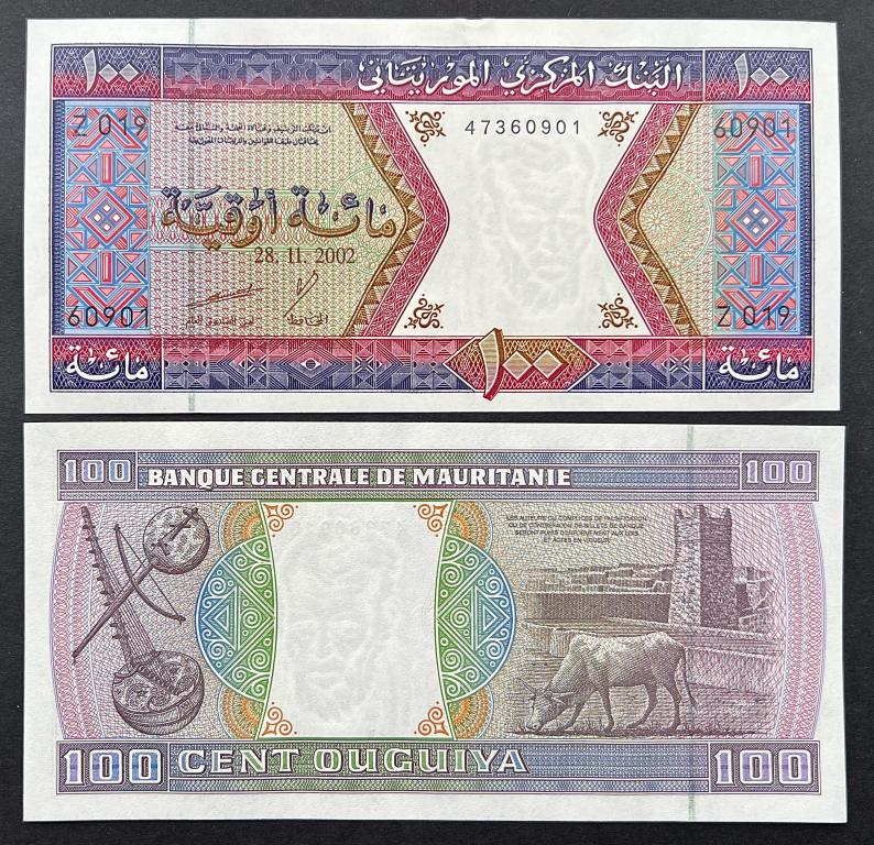 МАВРИТАНИЯ 100 УГИЙ 2002 ГОД UNC
