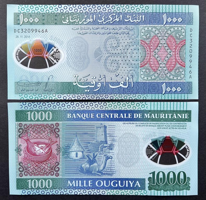МАВРИТАНИЯ 1000 УГИЙ 2014 ГОД ПОЛИМЕР UNC