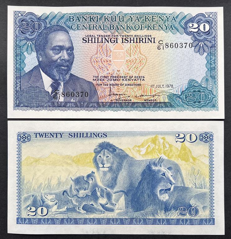 КЕНИЯ 20 ШИЛЛИНГОВ 1978 ГОД UNC