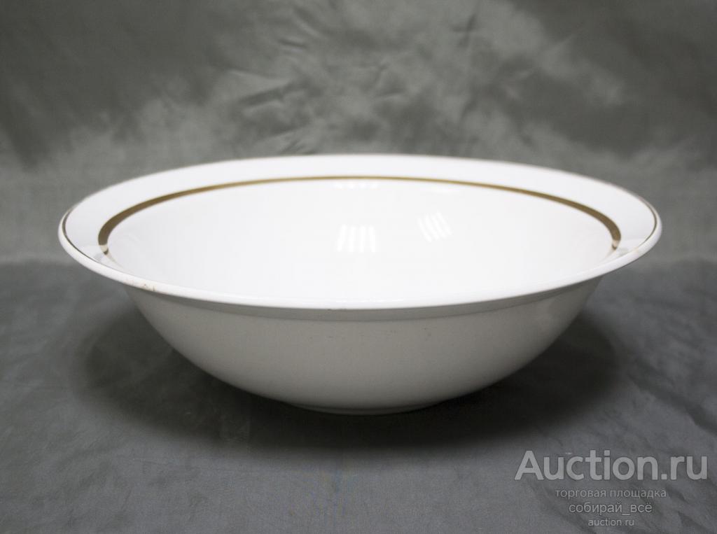 Блюдо глубокое, Золотая полоса, Зик, скол, высота 6 см, диаметр 25 см  (11)