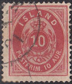 1876 Исландия Стандарт Цифры Корона Овал № 8 А гаш. 6 евро