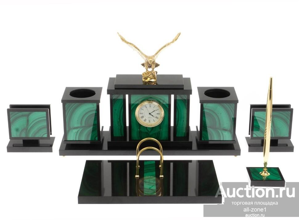 Настольный набор из малахита ОРЕЛ 072129854