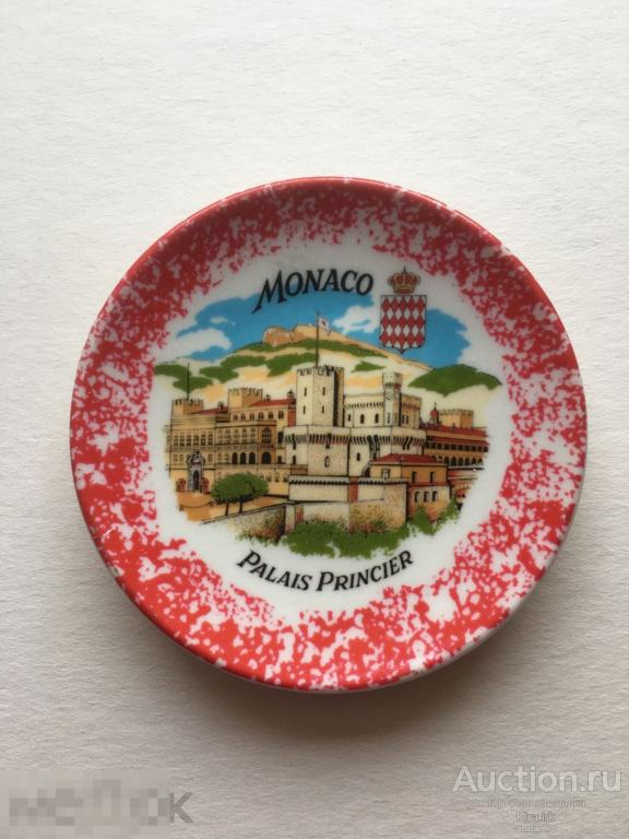 фарфоровая тарелочка сувенирная. Монако. Monaco. Настенная тарелка. Вид города. Palais Princier.