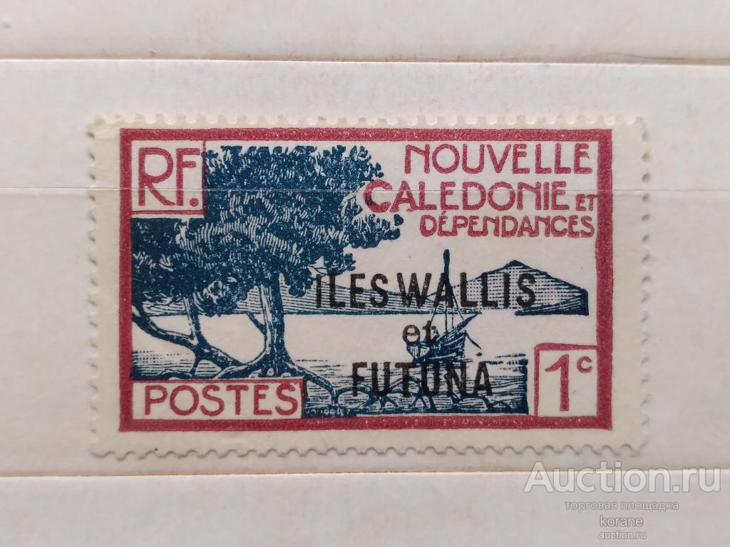 м    Новая Каледония  французская 1930-38 год   Морской пейзаж,лодка.  RF  надпечатка