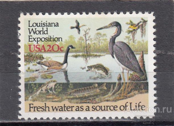 USA  США  1984  Фауна Птицы  Рыбы Природа Луизиана Сост** MNH