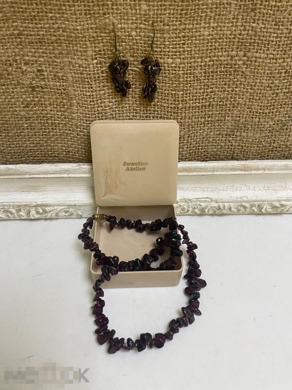 Комплект украшений Бусы и Серьги сережки ГРАНАТ натуральный винтаж период СССР