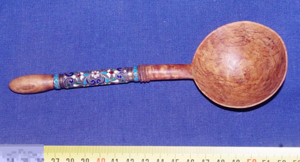 Ложка. Дерево, серебро, эмаль. Россия 19 в.
