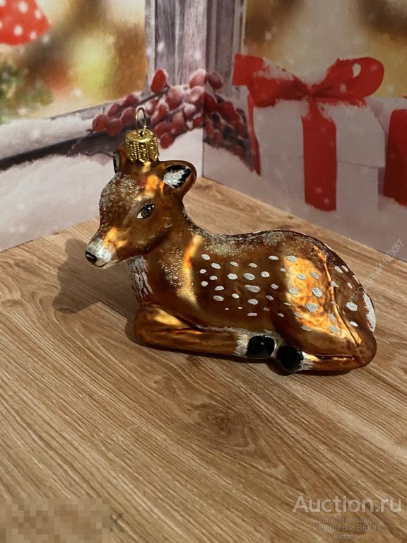 Елочная игрушка. Олененок .  Польша . Bilinski .Ручная работа. Стекло. Коллекционная