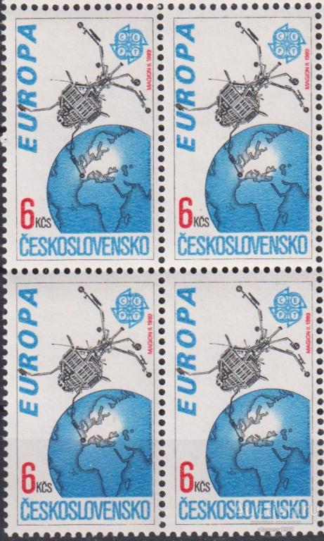 Чехословакия 1991 Чистая марка в квартблок Европа СЕПТ 1989
