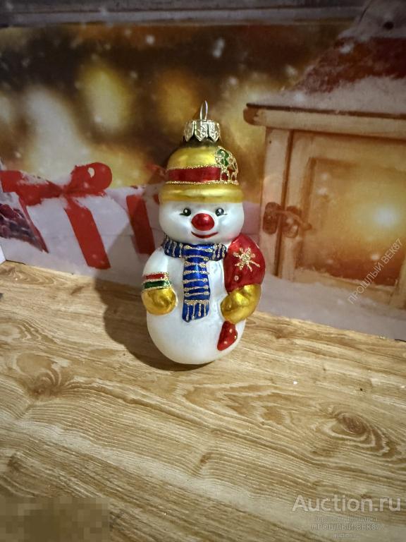 Елочная игрушка. Снеговик. Украина. Ручная работа. Стекло Коллекционная