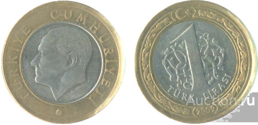 Турция 1 лира 2020 года БИМЕТАЛЛ