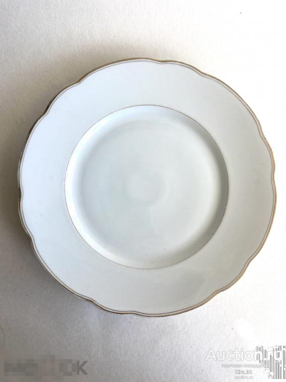 Бавария. Фарфоровое блюдо 31,5см. Белое большое блюдо с золотой каёмкой. Edelstein