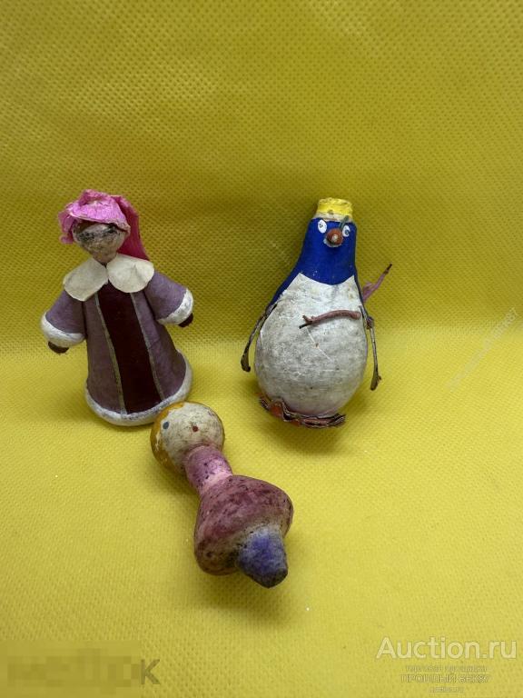 Елочная игрушка . Пингвин. Девочка Одним лотом В реставрацию Вата . Ссср