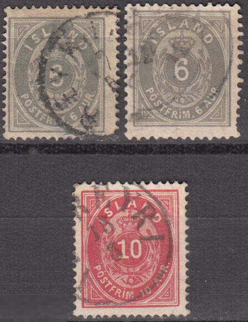 1876 - 1898 Исландия Стандарт Цифры Корона Овал № 7 - 8 гаш 47 евро