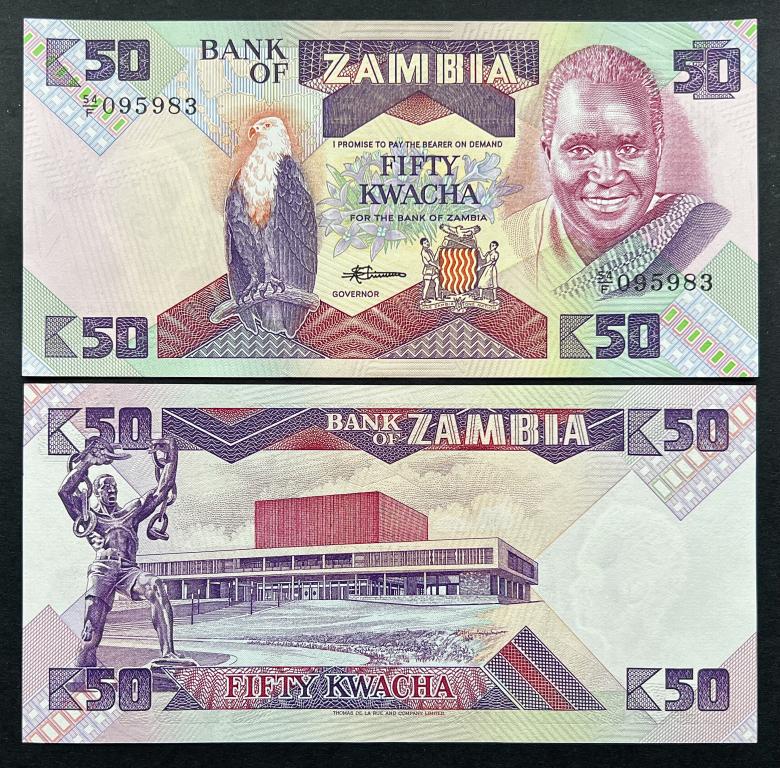 ЗАМБИЯ 50 КВАЧА 1986 -1988 ГОД UNC