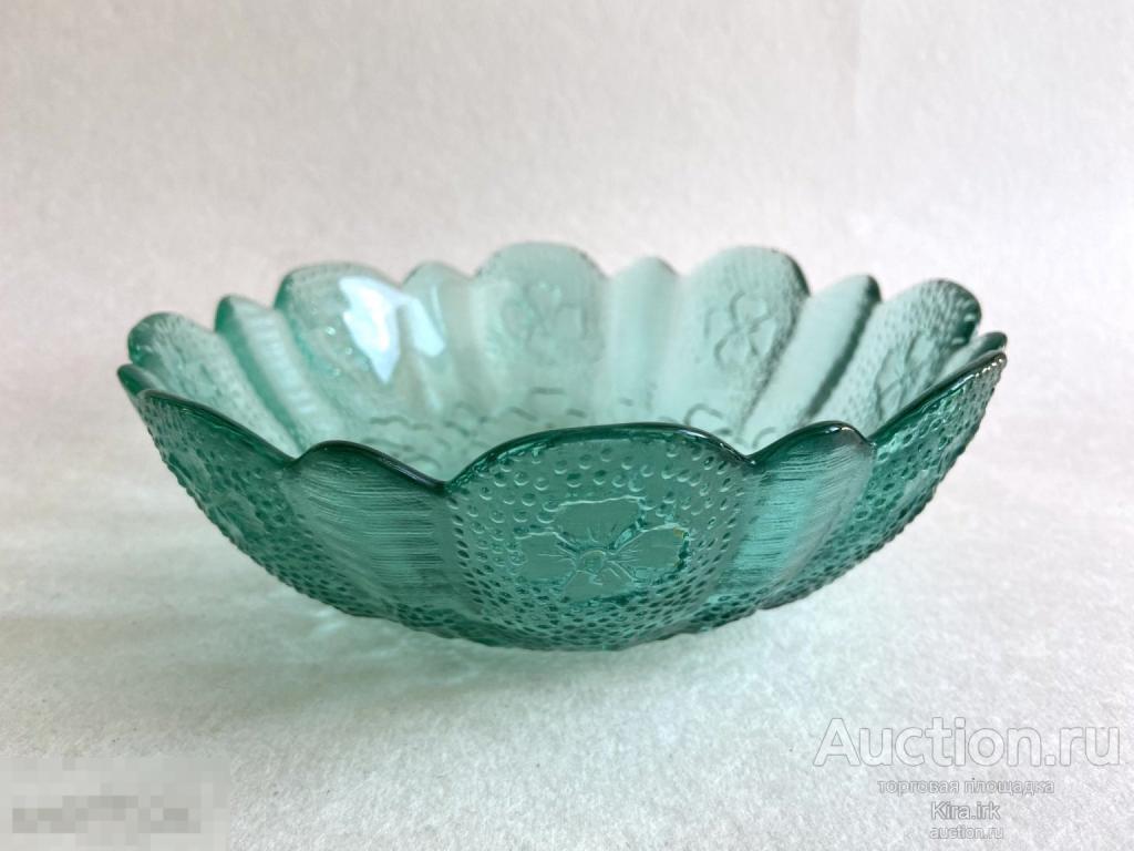 СССР. Вазочка. Бирюзового оттенка. Фруктовница, ваза, салатник. Цветок. 19 см ю/33