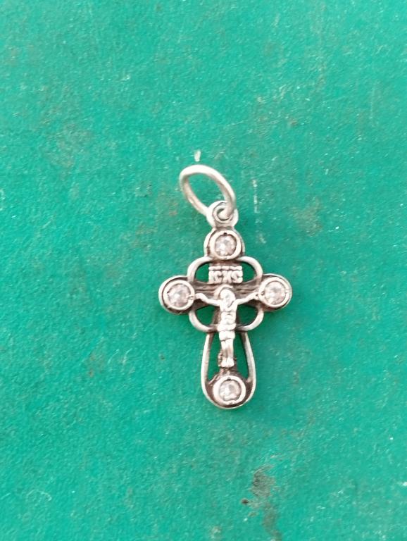 Крест нательный. Крестик. Подвеска. Серебро. 925 проба. С камушками.