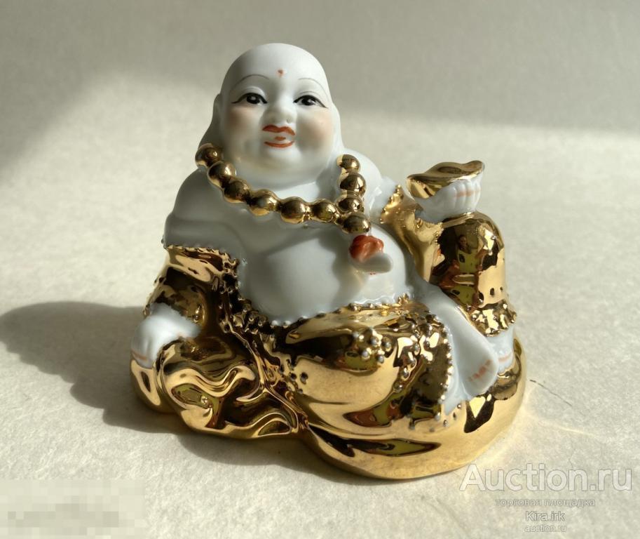 Смеющийся Будда. Хотэй. 7,5см Скульптура, фигурка, статуэтка. Китай. Фарфор бисквит.
