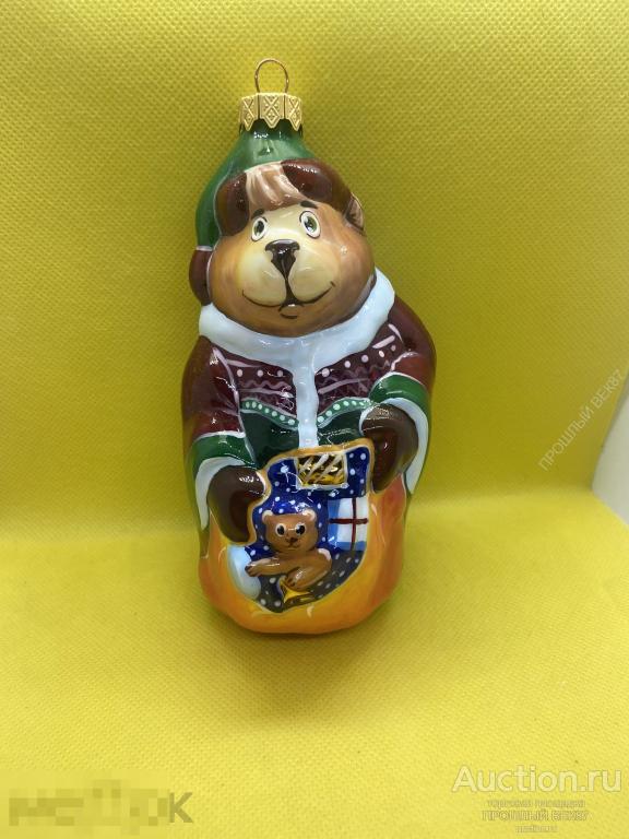 Елочная игрушка . Мишка. Рождественские истории. Украина .  Ручная работа. Стекло. Коллекционная