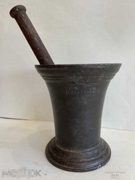Касли 1900г ЦАРСКАЯ Чугунная СТУПКА, клеймо мастера. Царизм, герб ступа ю/110