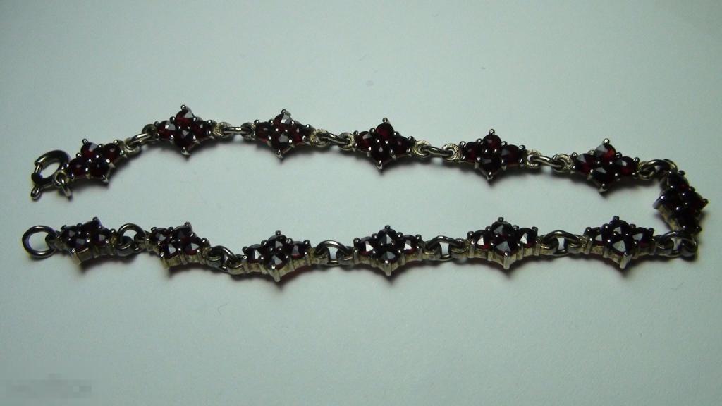 Браслет 925 проба гранаты 6,7гр