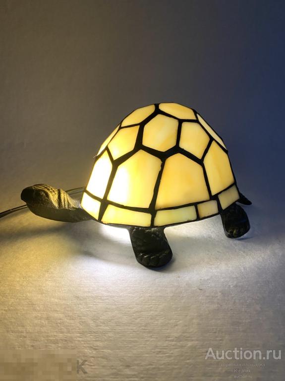 Черепашка ночник. Интерьерная Винтажная Черепаха. Светильник настольный. Металл. Панцирь