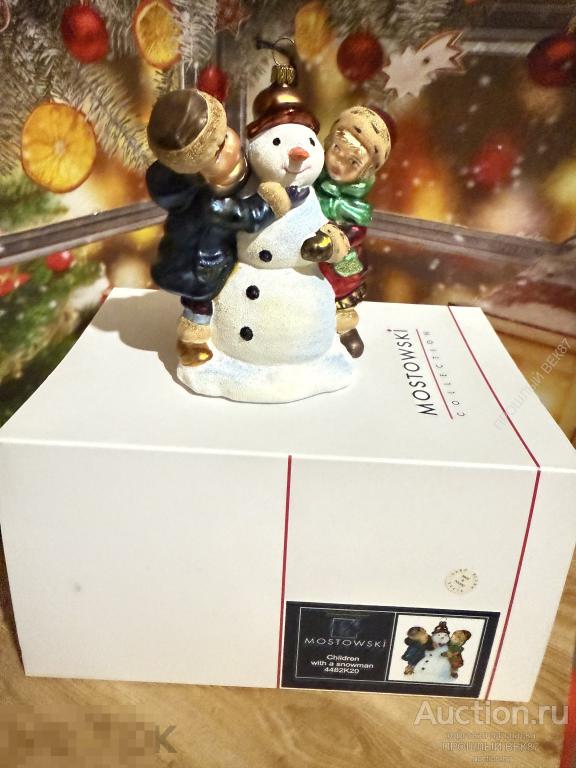 Елочная игрушка. Лепка снеговика Польша . Комозия.KOMOZJA. Ручная работа. Стекло. Коллекционная