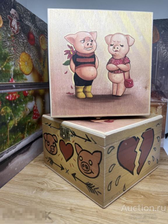 Елочная игрушка. Поросята. Ларец Польша . Комозия.KOMOZJA. Ручная работа. Стекло. Коллекционная