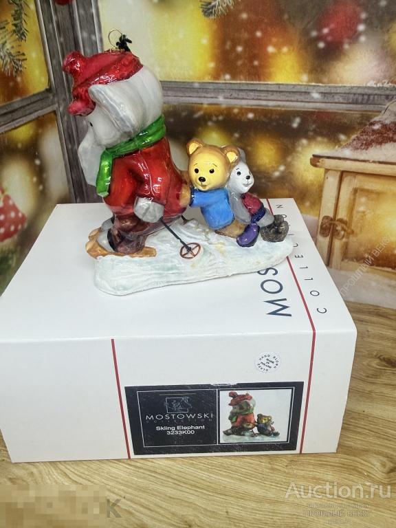 Елочная игрушка. Трусливый слоник Польша . Komozja .Ручная работа. Стекло. Коллекционная